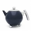 Bredemeijer Teapot Double Wall Bella Ronde Design 1 2 L In Oxford Blue With Chrome