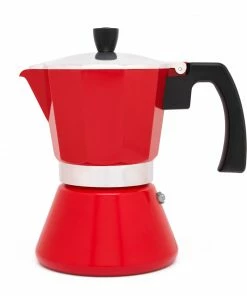 Bredemeijer Leopold Vienna Tivoli Espresso Maker 6 Cup Size In Red Aluminium With Induction