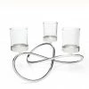 Bredemeijer Zilverstad Tealight Holder Infinity Design In Laquered Silver Plate Finish With Glass 3 Arms