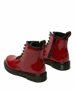 Dr Martens 1460 Junior Glitter Ankle Boots Bright Red