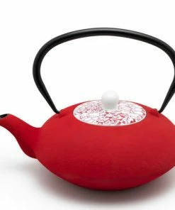 Bredemeijer Teapot Yantai Cast Iron 1 2 L With Porcelain Lid In Red