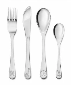 Bredemeijer Zilverstad Childrens Cutlery Set Miffy Zoo Animals 4 Pcs In Stainless Steel