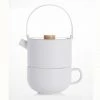 Bredemeijer Tea For One Set Umea Design In White With Bamboo Lid