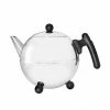 Bredemeijer Teapot Double Wall Bella Ronde Design 1.2l Steel With Black Fittings