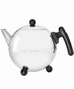 Bredemeijer Teapot Double Wall Bella Ronde Design 1.2l Steel With Black Fittings
