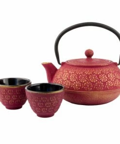 Bredemeijer Shanghai Teapot 0 6 L Giftset In Pink And Gold