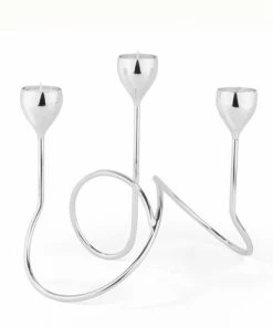 Bredemeijer Zilverstad Tealight Holder Riccio Design In Laquered Silver Plate Finish 3 Arms