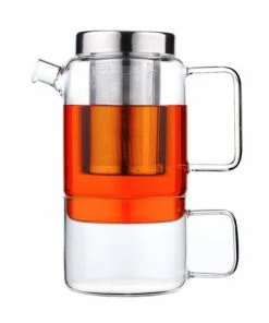 Bredemeijer Tea For One Salerno Glass Tea Pot 750 Ml With Built In Cup
