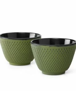 Bredemeijer Set of 2 Green Design Cast Iron Xilin Tea Cups