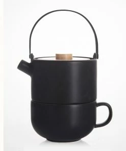 Bredemeijer Tea For One Set Umea Design In Black With Bamboo Lid