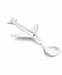 Bredemeijer Zilverstad Childrens Early Learning Feeding Spoon In Airplane Design Silver Plated
