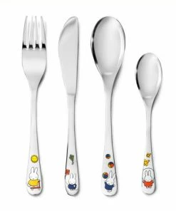 Bredemeijer Zilverstad Childrens Cutlery Set Miffy Plays 4 Pcs In Stainless Steel