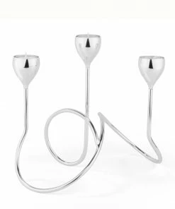 Bredemeijer Zilverstad Tealight Holder Riccio Design In Laquered Silver Plate Finish 3 Arms