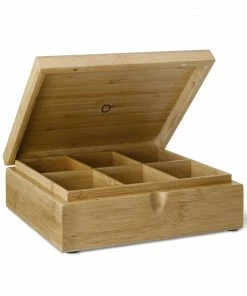 Bredemeijer Tea Box In Bamboo With 6 Inner Compartments No Window In Lid In Natural