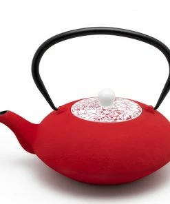 Bredemeijer Teapot Yantai Cast Iron 1 2 L With Porcelain Lid In Red