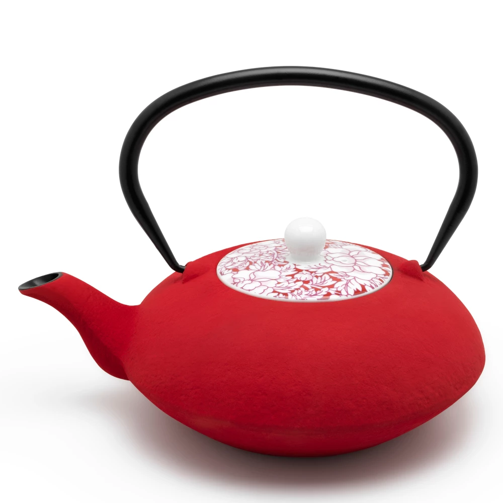 Bredemeijer Teapot Yantai Cast Iron 1 2 L With Porcelain Lid In Red 4 Bredemeijer Teapot Yantai Cast Iron 1 2 L With Porcelain Lid In Red