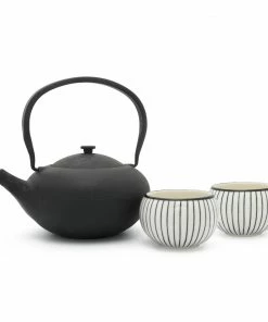 Bredemeijer Giftset Shanxi Teapot In Black 1L With 2 Porcelain Mugs