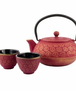 Bredemeijer Shanghai Teapot 0 6 L Giftset In Pink And Gold