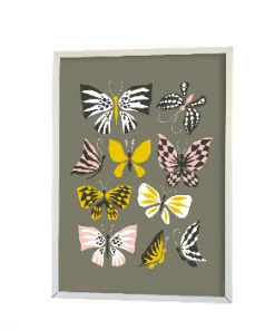 Littlephant 50 x 70cm Gray Butterfly Family Graphic Print