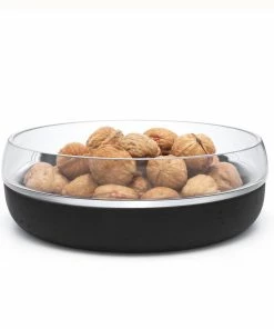 Bredemeijer Zilverstad Bowl Solido In Black Concrete With Glass Upper Dia 22 x 7 cm