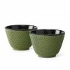 Bredemeijer Set of 2 Green Design Cast Iron Xilin Tea Cups