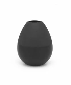 Bredemeijer Zilverstad Vase Como Design In Stoneware In Matt Gloss Black Finish Small