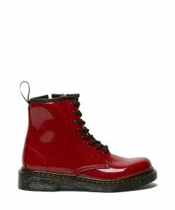 Dr Martens 1460 Junior Glitter Ankle Boots Bright Red