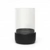 Bredemeijer Silver City Hurricane Lamp Solid Design in Black Concrete with Glass Small Dia 7 5 X 13 Cm
