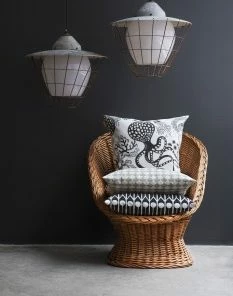 Littlephant Cotton cushion cover 50x50cm - Aquatic White/Black