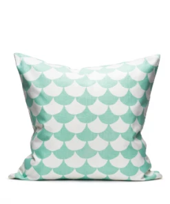 Littlephant Cotton cushion cover 50x50cm - Big waves white/aqua