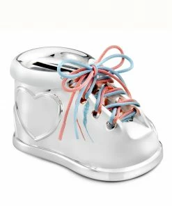 Bredemeijer Zilverstad Money Box Baby Shoe Design In Lacquered Silver Plate