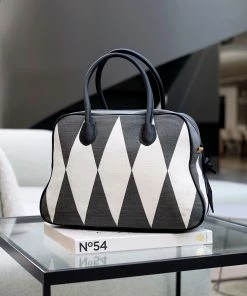 Littlephant Black Harlequin Pattern Vintage Bag