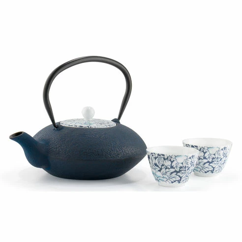 Bredemeijer Teapot Yantai Cast Iron 1 2 L With Porcelain Lid In Blue 3 Bredemeijer Teapot Yantai Cast Iron 1 2 L With Porcelain Lid In Blue