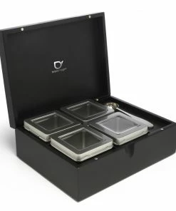 Bredemeijer Tea Box in Bamboo Complete with 4 Canisters & Tea Measuring Spoon in Black