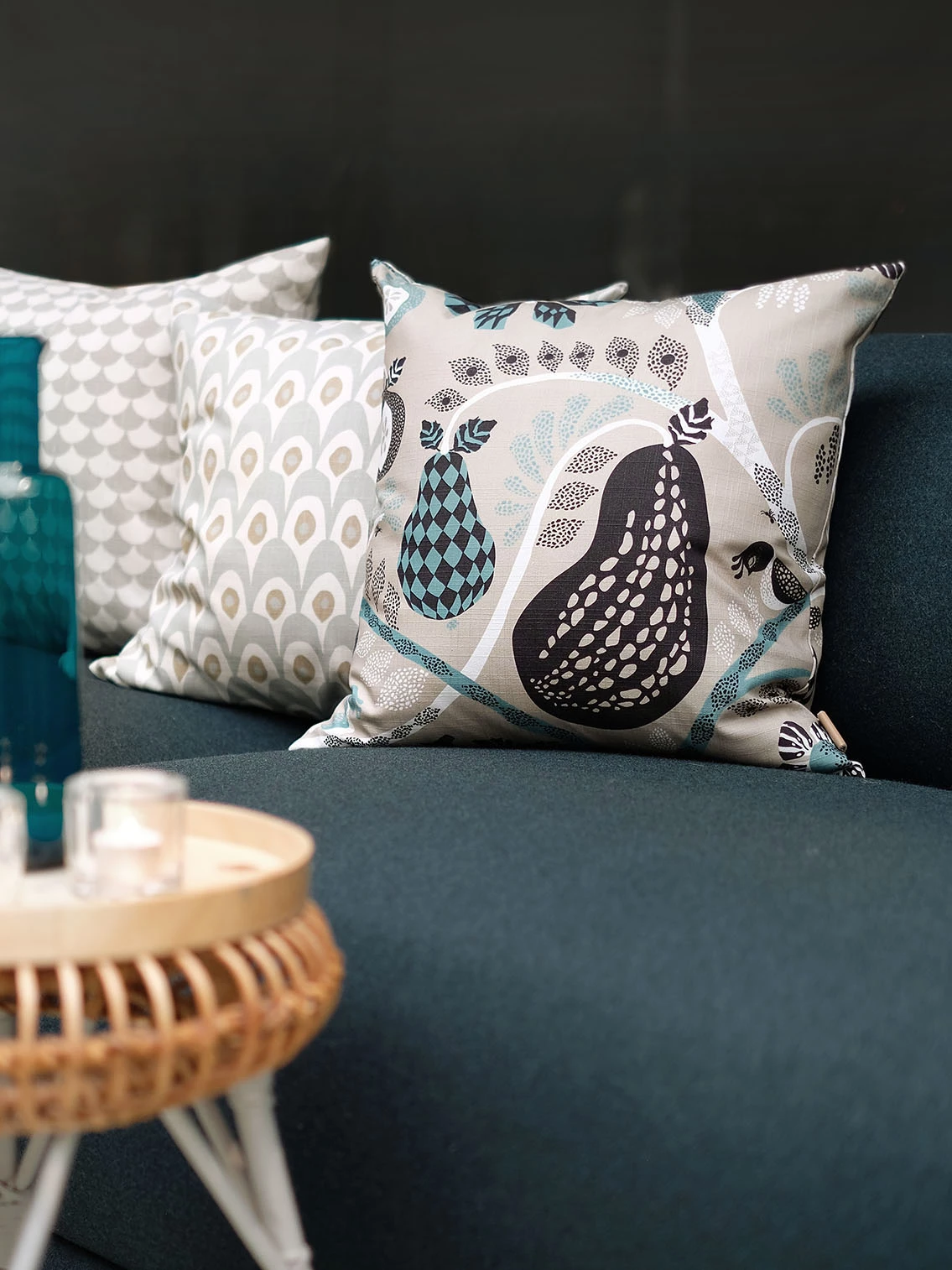 Littlephant Cotton Cushion cover - 50x50cm - Fruit Garden Grey 5 Littlephant Cotton Cushion cover - 50x50cm - Fruit Garden Grey