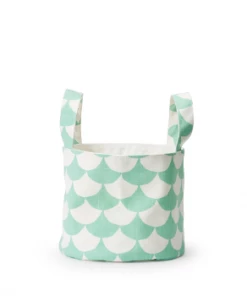 Littlephant Small White and Aqua Big Waves Soft Basket