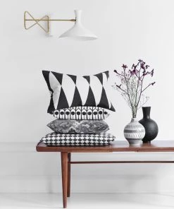 Littlephant Cotton cushion cover 60x40cm - Waves Black/Grey