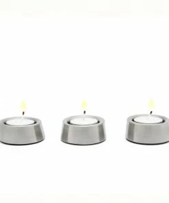 Bredemeijer Zilverstad Tealight Holder Oblique Design In Matt Stainless Steel Set Of 3 Individual