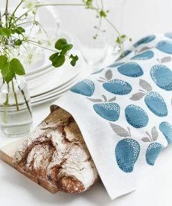 Littlephant 67x48cm White and Blue Pulm Cotton Tea Towel