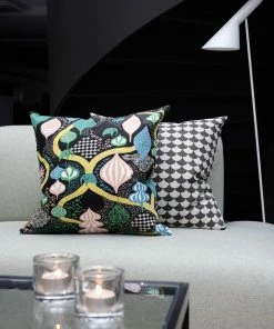 Littlephant Cotton cushion cover 60x40cm - Waves Black/Grey