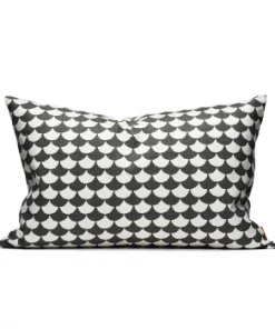 Littlephant Cotton cushion cover 60x40cm - Waves Black/Grey
