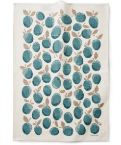 Littlephant 67x48cm White and Blue Pulm Cotton Tea Towel