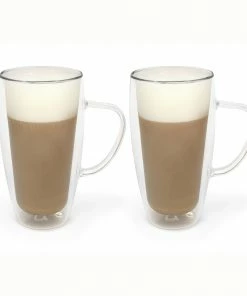 Bredemeijer Set of 2 400ml Large Double Walled Glass for Coffee or Tea