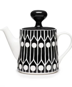 Littlephant Black and White Feather Porcelain Teapot