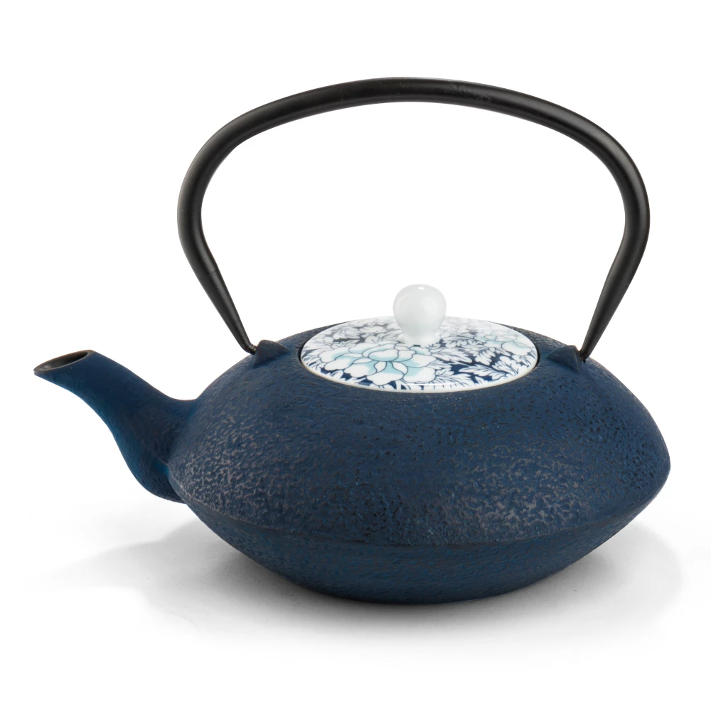 Bredemeijer Teapot Yantai Cast Iron 1 2 L With Porcelain Lid In Blue 5 Bredemeijer Teapot Yantai Cast Iron 1 2 L With Porcelain Lid In Blue