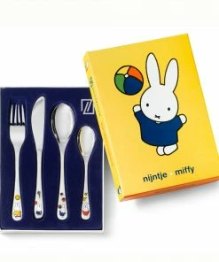 Bredemeijer Zilverstad Childrens Cutlery Set Miffy Plays 4 Pcs In Stainless Steel
