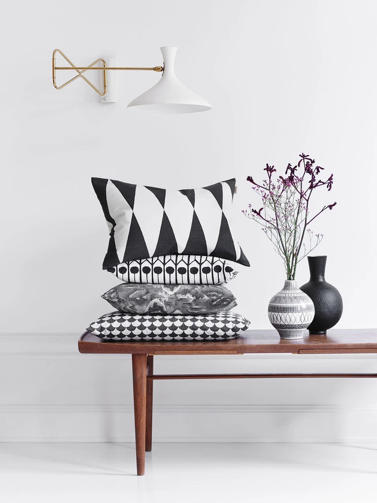 Littlephant Cotton cushion cover 60x40cm - Feathers White/Black 6 Littlephant Cotton cushion cover 60x40cm - Feathers White/Black