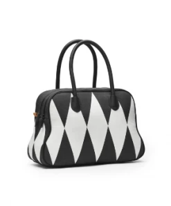 Littlephant Black Harlequin Pattern Vintage Bag