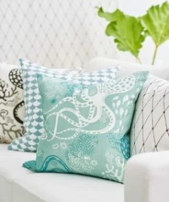 Littlephant Cotton cushion cover 50x50cm - Waves White/Blue