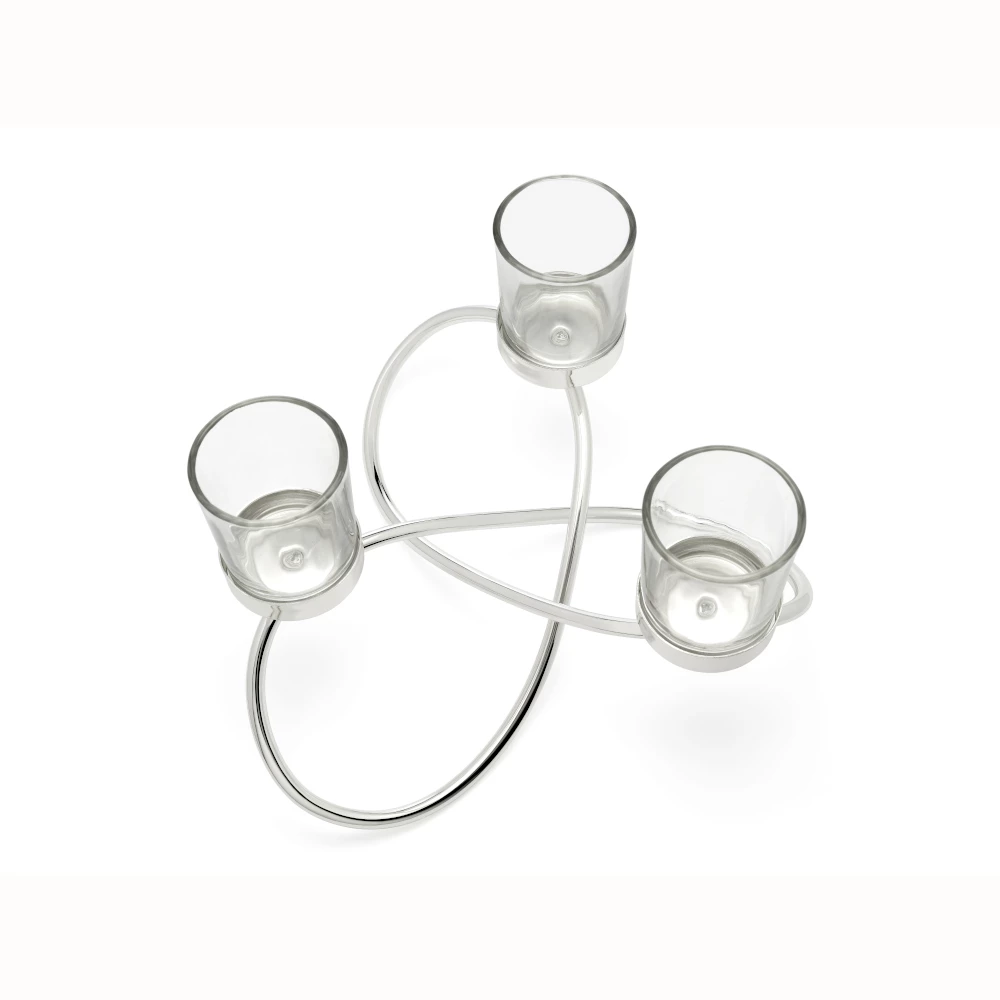 Bredemeijer Zilverstad Tealight Holder Infinity Design In Laquered Silver Plate Finish With Glass 3 Arms 5 Bredemeijer Zilverstad Tealight Holder Infinity Design In Laquered Silver Plate Finish With Glass 3 Arms